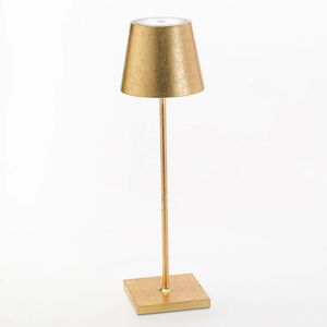 Zafferano Stolní lampa LED Poldina s dekorem, přenosná zlatá