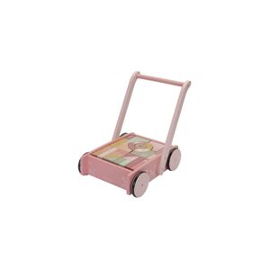 Little Dutch Little Dutch - Dřevěný vozík s kostkami růžová